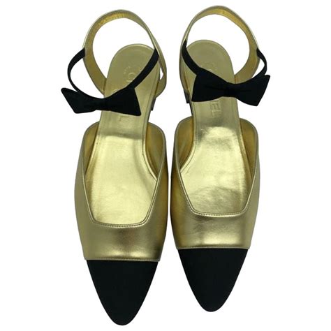 chanel gold shoes with bow|Chanel shoes website.